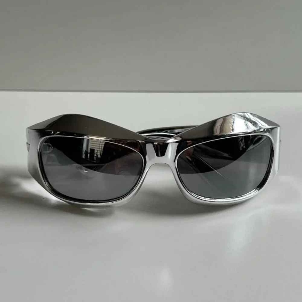 Vintage Y2K 2000s unique retro-futuristic goth chrome opium sunglasses
